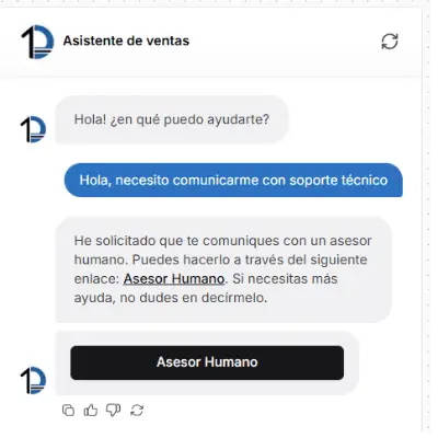 Imagen del agente IA contactando al Asesor Humano | Destra One